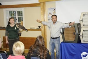 Richard Crossley discussing raptors at the Eagle Creek Ornithology Center